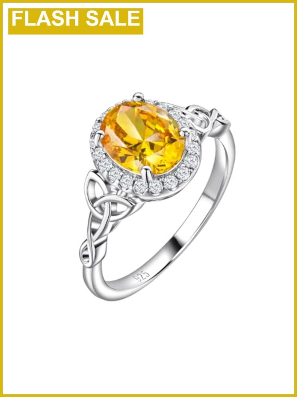 925 Sterling Silver Celtic Birthstone Halo Engagement Ring Promise Ring